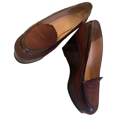 Pre-owned Carven Flats In Burgundy