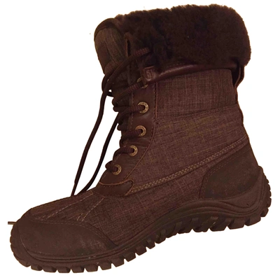Pre-owned Ugg Cloth Snow Boots In Brown