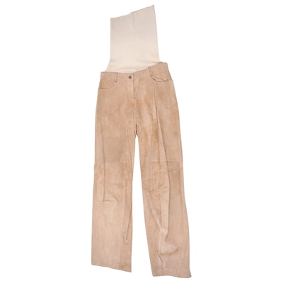 Pre-owned Dior Beige Leather Trousers