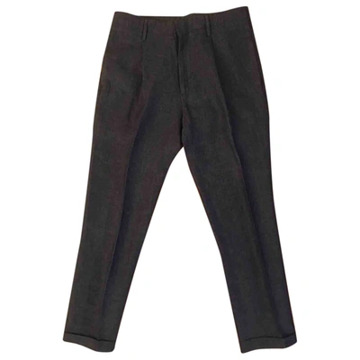Pre-owned Prada Linen Trousers In Anthracite