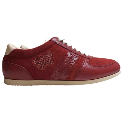 Pre-owned Bottega Veneta Leather Trainers In Red