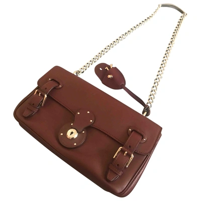 Pre-owned Ralph Lauren Ricky Leather Handbag In Burgundy