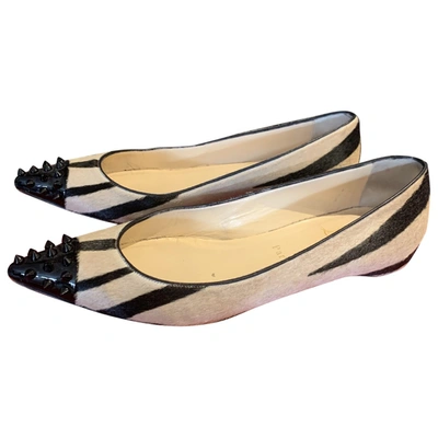 Pre-owned Christian Louboutin Pony-style Calfskin Ballet Flats In Multicolour