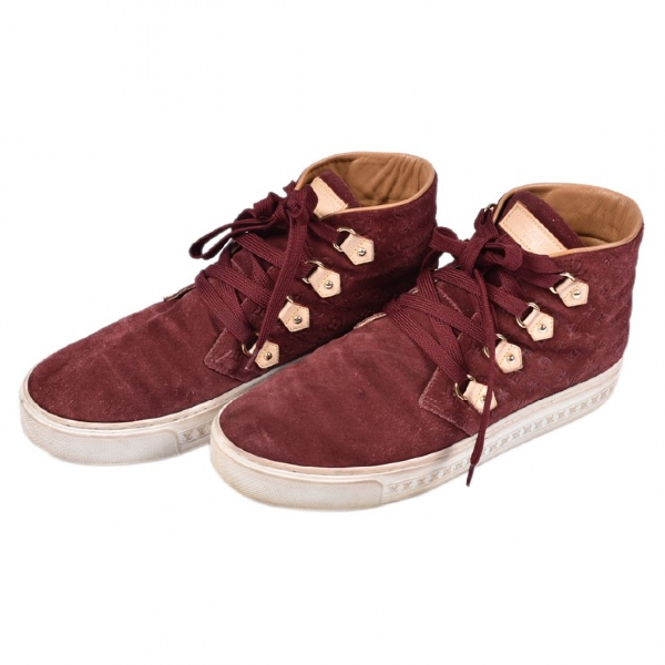 Pre-Owned Louis Vuitton Red Suede Trainers | ModeSens