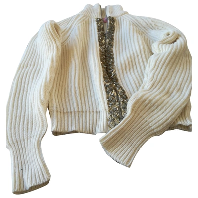 Pre-owned Blumarine Wool Cardigan In White