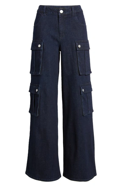 1822 Denim Wide Leg Cargo Jeans In Rinse