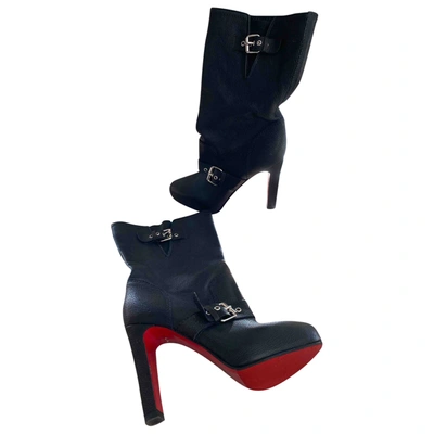 Pre-owned Christian Louboutin Leather Boots In Black