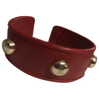 Pre-owned Lancel Leather Bracelet In Red