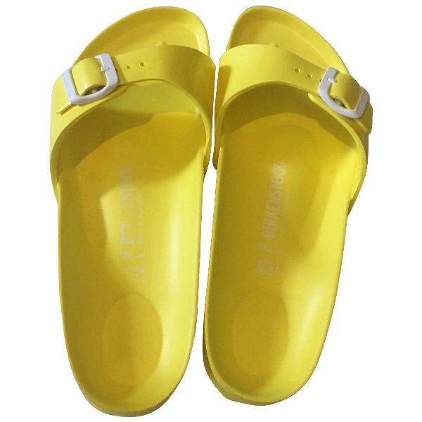 yellow birkenstocks rubber