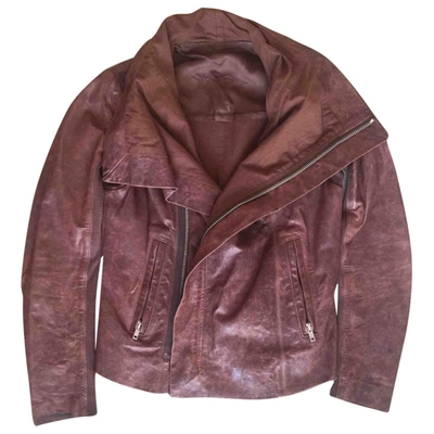 Pre-owned Rick Owens Leather Biker Jacket In Brown