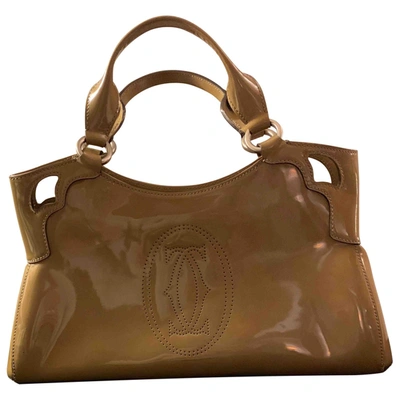 Pre-owned Cartier Marcello Patent Leather Handbag In Beige
