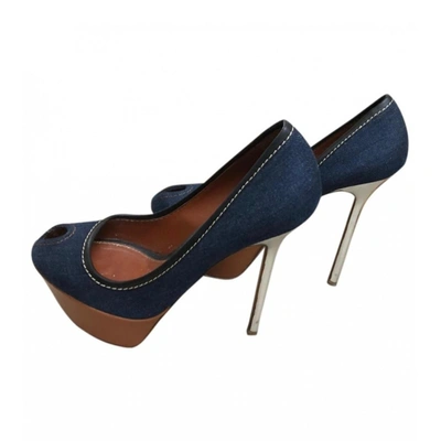 Pre-owned Sergio Rossi Cloth Heels In Blue