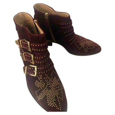 Pre-owned Chloé Susanna Boots In Burgundy