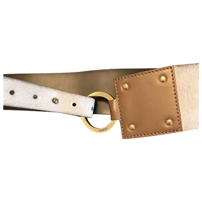 Pre-owned Gucci Beige Suede Belt