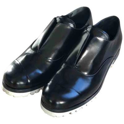 Pre-owned Miu Miu Leather Flats In Black