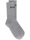 Balenciaga Logo Print Ankle Socks In Graphite