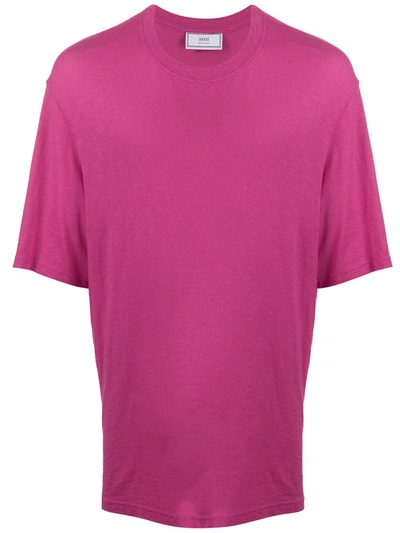 Ami Alexandre Mattiussi Logo Tab T-shirt In Pink