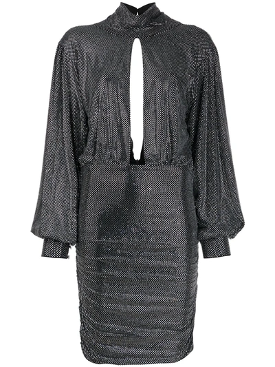 Philipp Plein Encrusted Rhinestone Jersey Dress In Silver