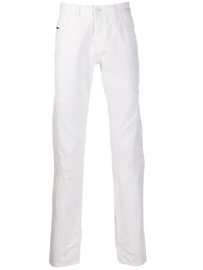 Diesel Black Gold Distressed Slim-fit Jeans In White