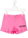 Moschino Teen Logo Detail Shorts In Pink