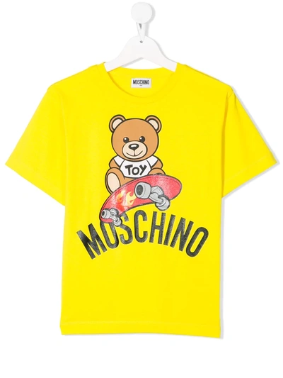 Moschino Teen Teddy Skater Print T-shirt In Yellow