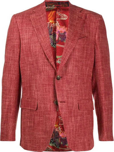 Etro Single-breasted Regular-fit Blazer In Rot