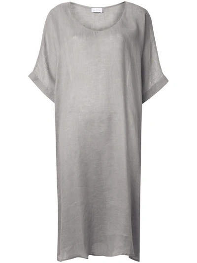 Pour Les Femmes Long Linen Tunic Dress In Grey