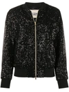 Herno Sequin-embellished Bomber Jacket In Black