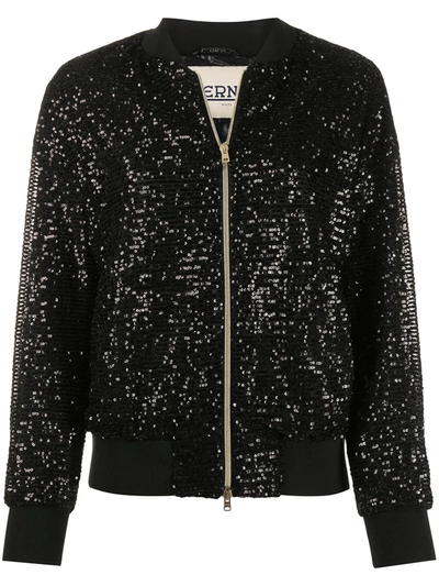 Herno Sequin-embellished Bomber Jacket In Black