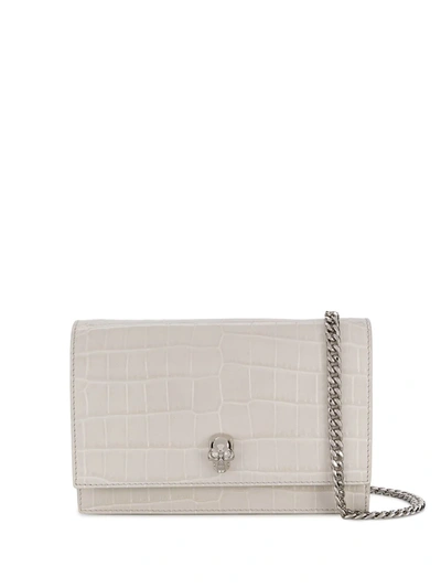 Alexander Mcqueen Small Skull Crossbody Bag In White