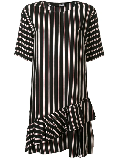 Love Moschino Striped Short-sleeve Shift Dress In White