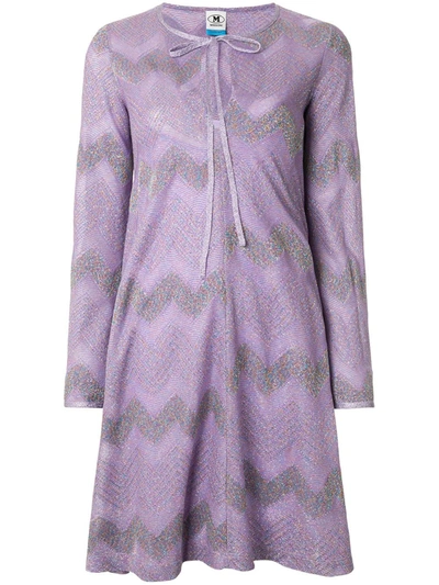 M Missoni Long-sleeve Flared Dress In Purple