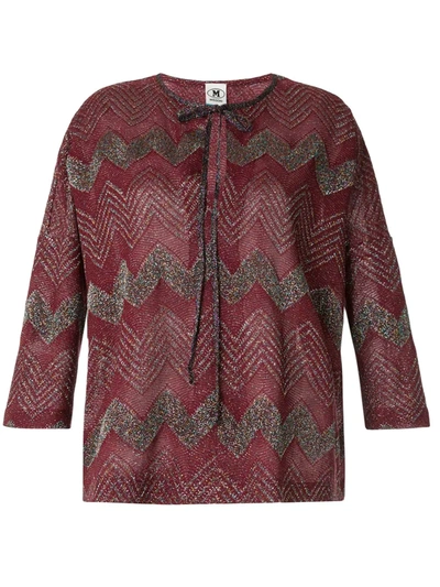 M Missoni Zigzag Embroidered Top In Pink