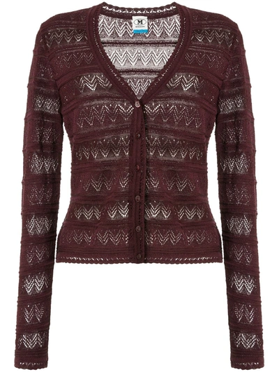 M Missoni Zigzag Embroidered Cardigan In Red