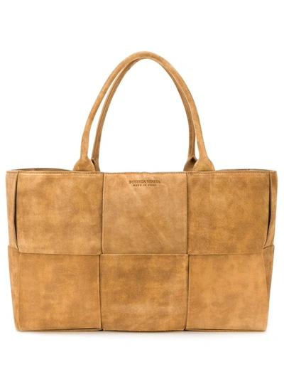 Bottega Veneta Suede Arco Tote Bag In Brown