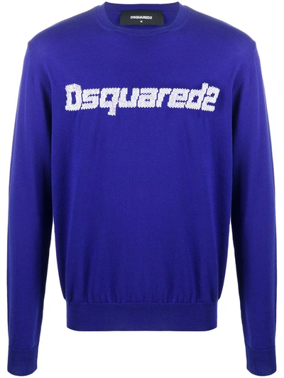 Dsquared2 Logo-jacquard Jumper In Blue