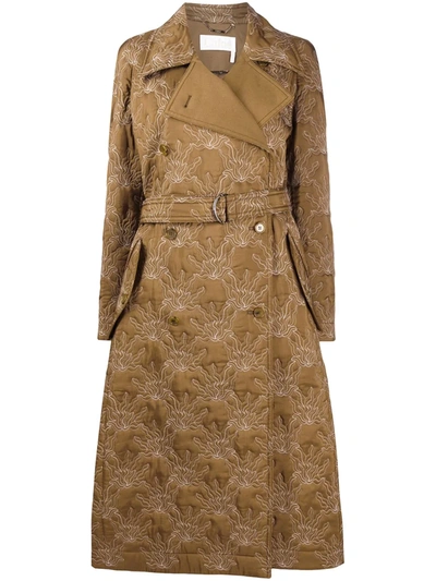 Chloé Quilted Trench Coat In Green