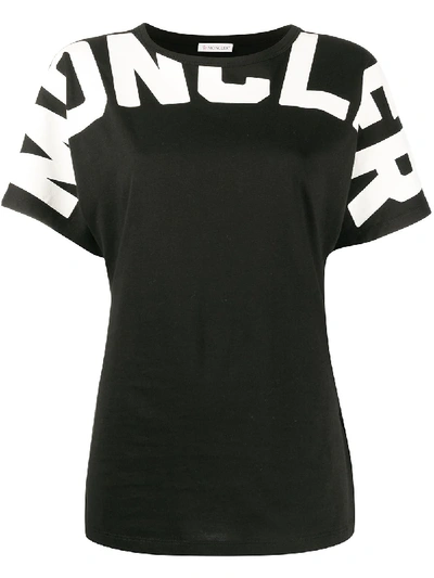 Moncler Logo Print Short-sleeved T-shirt In Black