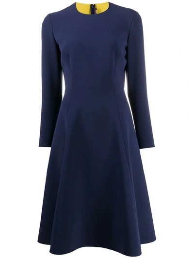 Ralph Lauren Flared Crew Neck Dress In Blue