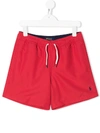 Ralph Lauren Teen Logo-embroidered Swim Shorts In Red