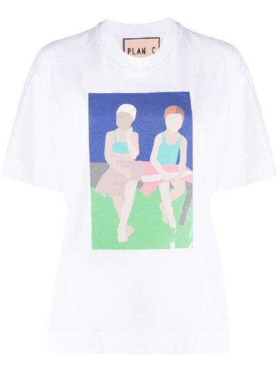 Plan C Graphic Print Boxy T-shirt In White