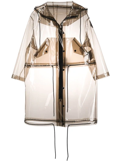 Moncler Drawstring Details Midi Raincoat In Neutrals