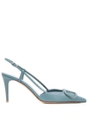 Valentino Garavani Vlogo Calfskin Pumps In Blue