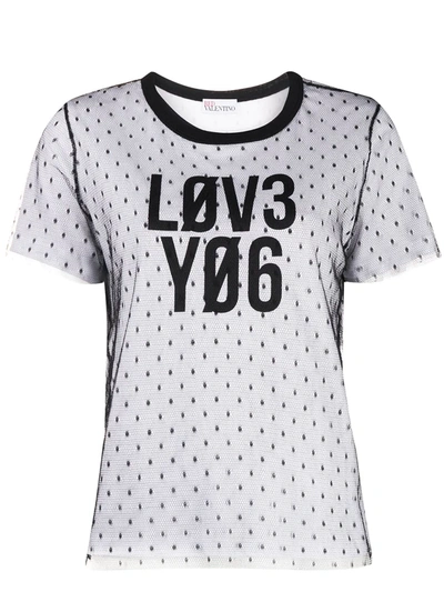 Red Valentino Logo Detail Mesh T-shirt In White