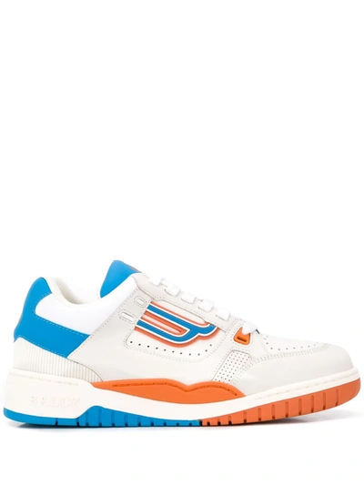 Bally Mens Kuba Logo Patch Low-top Sneakers In White In Blue,orange,white