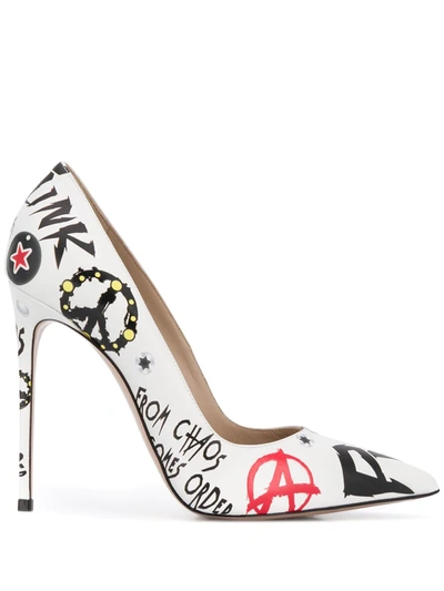 Le Silla Printed Pointed-toe Pumps In White