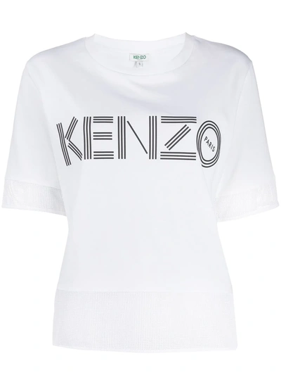 Kenzo Mesh-insert Logo T-shirt In White