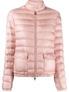 Moncler Quilted Padded Jacket In Pink