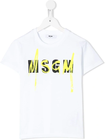 Msgm Teen Graphic Logo Print T-shirt In White