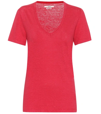 Isabel Marant Étoile Kranger V-neck Linen T-shirt In Red